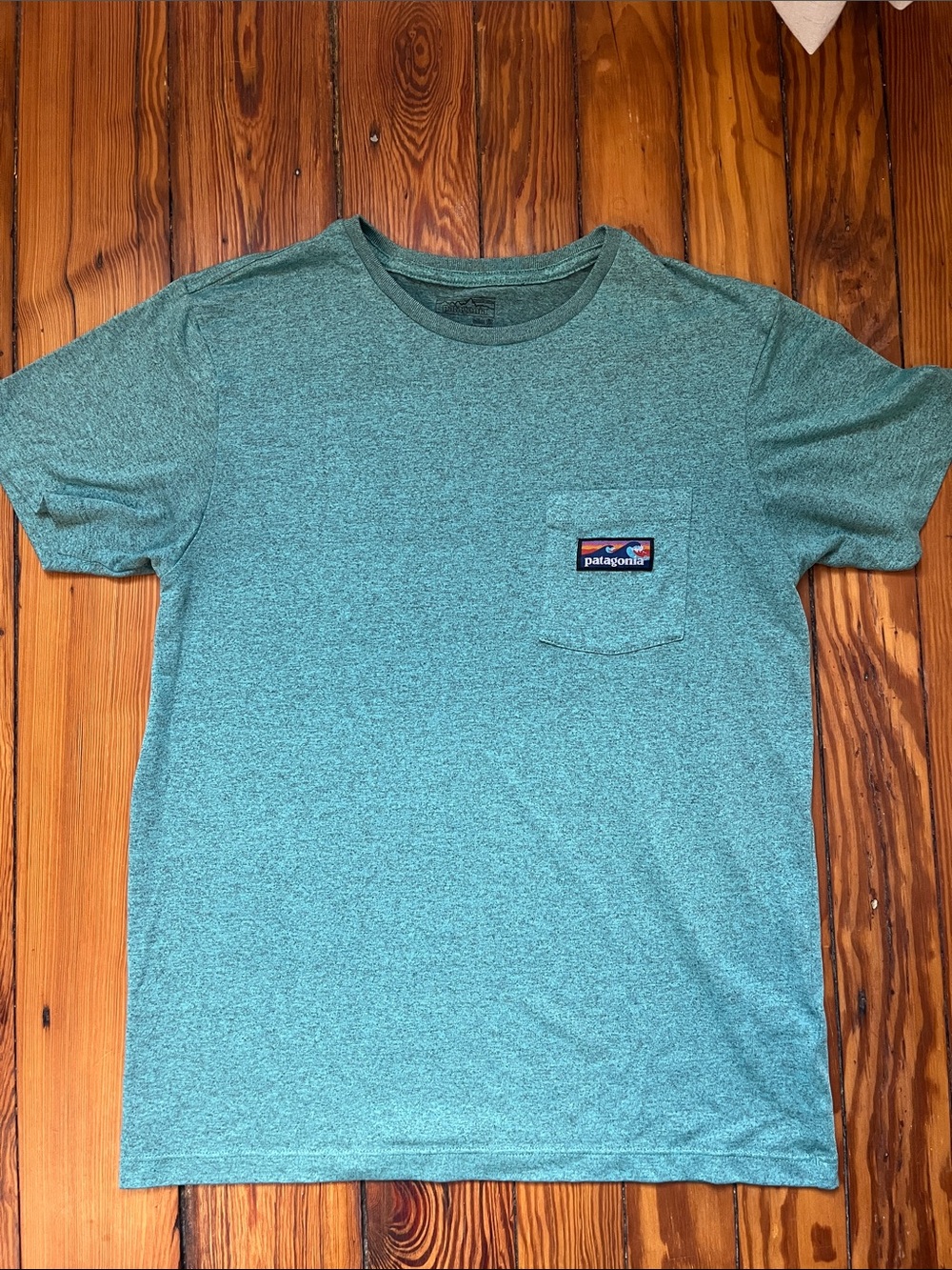 Patagonia Men’s Heather Teal Short-Sleeve Pocket Tee